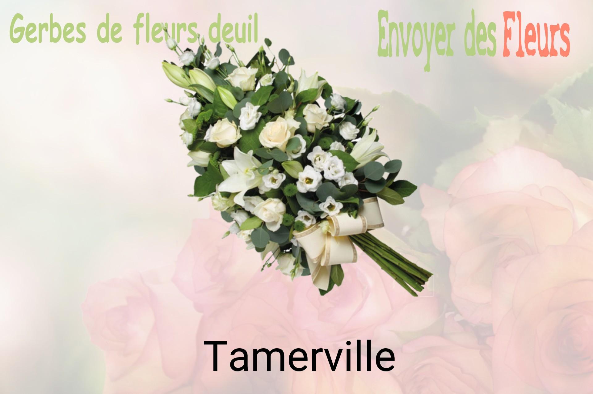 Gerbe de fleurs de deuil livrée à Tamerville